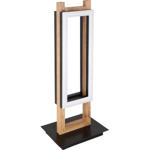 Moderne LED-Tischlampe Illa in Schwarz matt und Holzoptik. Design-Tischleuchte für stimmungsvolles Licht.