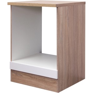 Flex-Well Herd-Umbauschrank Florida, 60 cm, Weiß und Sonoma Eiche Dekor.