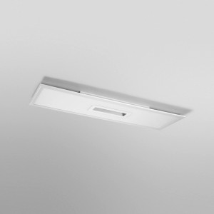 Weiße Ledvance Smart+ WiFi Panelleuchte Planon Plus (100x30 cm) an der Decke.