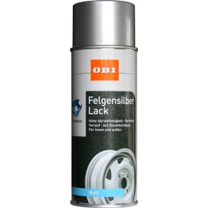 OBI Felgensilber Lack Spray, silber matt, 400ml Dose für Autolackierung.