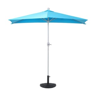 Türkiser MCW Halbschirm Lorca, 270 cm, mit Kurbel und Schirmständer.