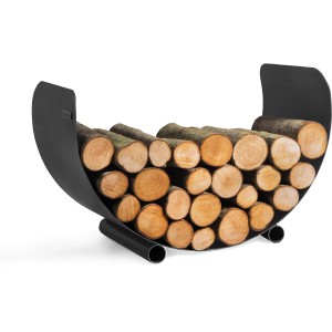CookKing Kaminholzregal Turyn 70, Stahl, gefüllt mit Holzscheiten.