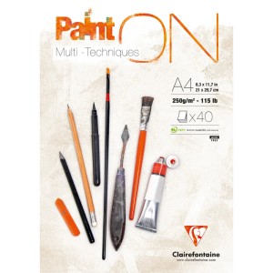 Clairefontaine-Malblock PaintON A4 250 g Weiß 40 Blatt