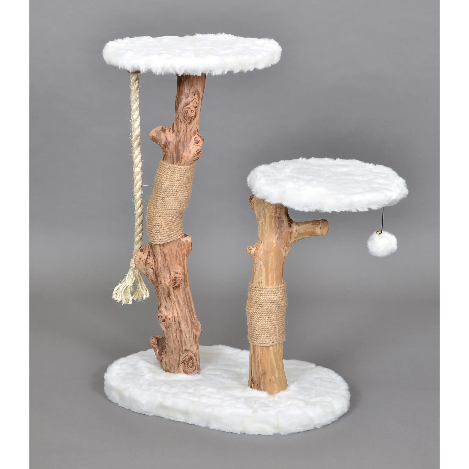 Dobar Kratzbaum Holly m. 2 Naturstmmen u. Juteseil Wei 82 x 60 x 40 cm  FSC kaufen bei OBI