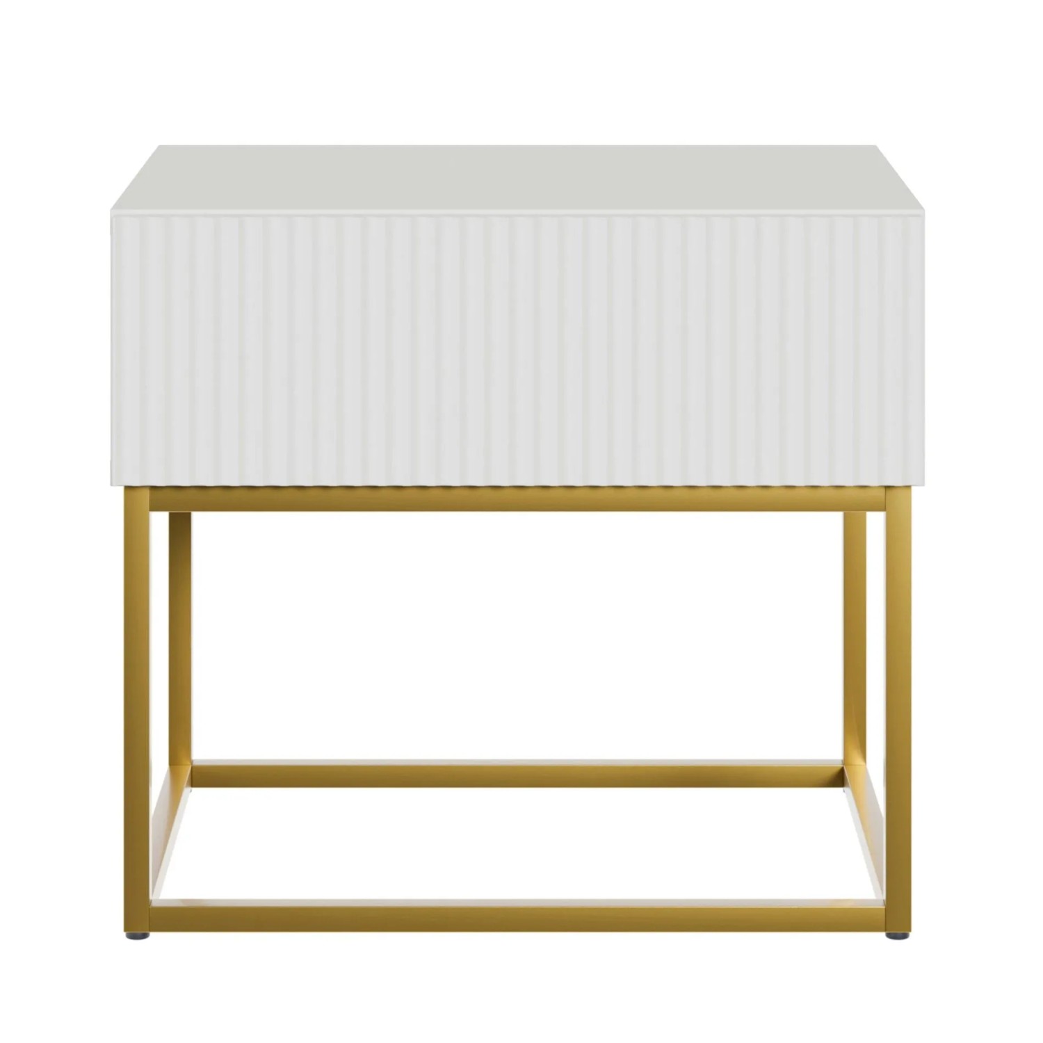 Selsey Nachttisch Veldio Rillenfront Goldfarbenes Gestell Weiß 50 cm_6