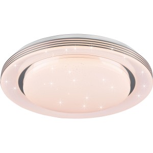 Weiße LED-Deckenleuchte Atria mit Sternenhimmel-Effekt, Ø 58 cm. Dimmbar und mit Fernbedienung.