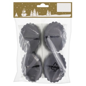 Metall-Kerzenhalter, Ø 7cm, Schwarz, 4er-Set für Adventskranz, Weihnachtsdekoration.