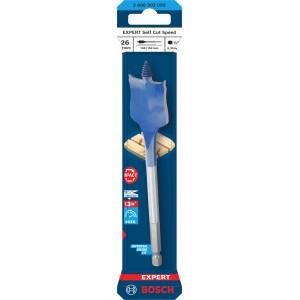 Bosch Flachfräsbohrer Expert Self Cut Speed Ø 26 mm x 152 mm Blau-Silber