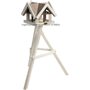 Weißer, dreibeiniger Vogelhaus-Ständer (90cm) aus Kiefernholz für den Garten.