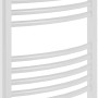 Weißer, gebogener Sanotechnik Badheizkörper Bari, 1600x600 mm, mit Mittelanschluss.