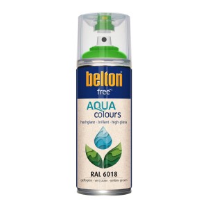 Belton Free AQUAcolours Buntlack RAL 6018 Gelbgrün hochglänzend im Detail.
