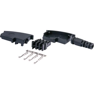 Schwaiger TAE Stecker F, 4-polig, Einzelteile in Schwarz und Silber, für Telefonzubehör.