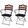 2er Set Biergartenstühle J40 in Braun/Schwarz mit Sitzpolster, klappbar.