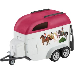 Schleich Horse Club Pferdeanhänger, Spielzeug Anhänger mit Pferde-Motiv für Kinder.