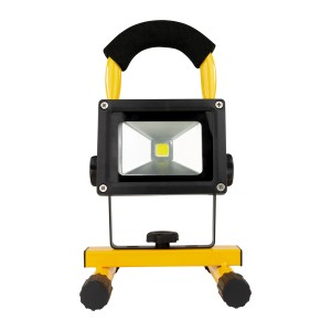 REV Ritter LED Akku-Lampe Spot, 13 W, schwarz-gelb. Baustrahler mit Akku und Tragegriff.