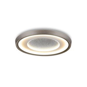 Elegante runde MegaLight LED-Deckenleuchte aus Alu mit zwei warmweißen Lichtringen und Glitzereffekt.