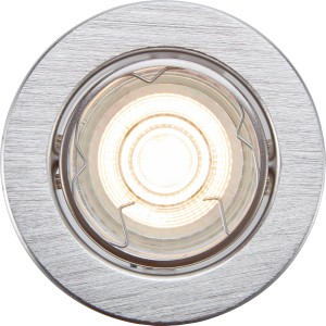 LED-Einbauleuchte, 3er-Set, Aluminiumfarben. Deckenspot mit warmweißem Licht.