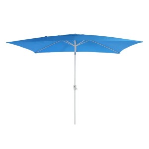 Blauer, neigbarer MCW Sonnenschirm Castellammare 2x3m mit Kurbel und halbierbarem Mast.