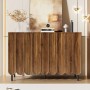 okwish Sideboard mit Wellentüren Wohnzimmer Flur Esszimmer 120x35x80cm Braun_3