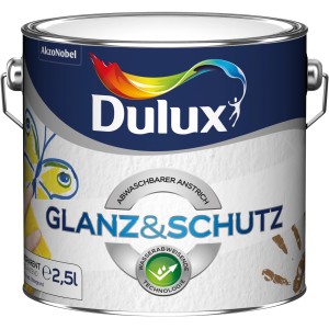 Farbloser Dulux Glanz & Schutz Anstrich, 2,5 l, für Innenräume.