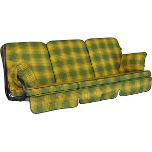 Angerer Hollywoodschaukel Auflage Star Belfast Gelb mit gelb-grünem Karomuster, inkl. Kissen.