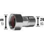 Wasserzählerverschraubung, 30,3 mm (Rp 1) x 26,4 mm (G 3/4), verchromt für Wasserzähler-Zubehör.