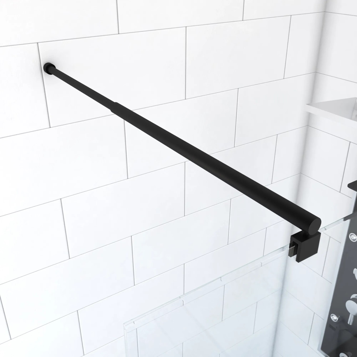 Aurlane Haltebügel Parma, schwarz, 70-100 cm, zur Stabilisierung von Duschwänden.