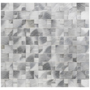 Mosaik Aluminium Silver 3D, 30x31,5cm, für den Innenbereich. Silberne Mosaikfliesen mit dreidimensionaler Optik.