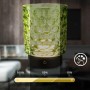 Grüne Brilo Akku-LED-Tischleuchte Sunora aus Glas, dimmbar mit Touchfunktion.