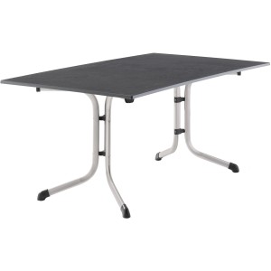 Quadratischer Sieger Klapptisch in Silber/Graphit, 95x165 cm, ideal für den Garten.