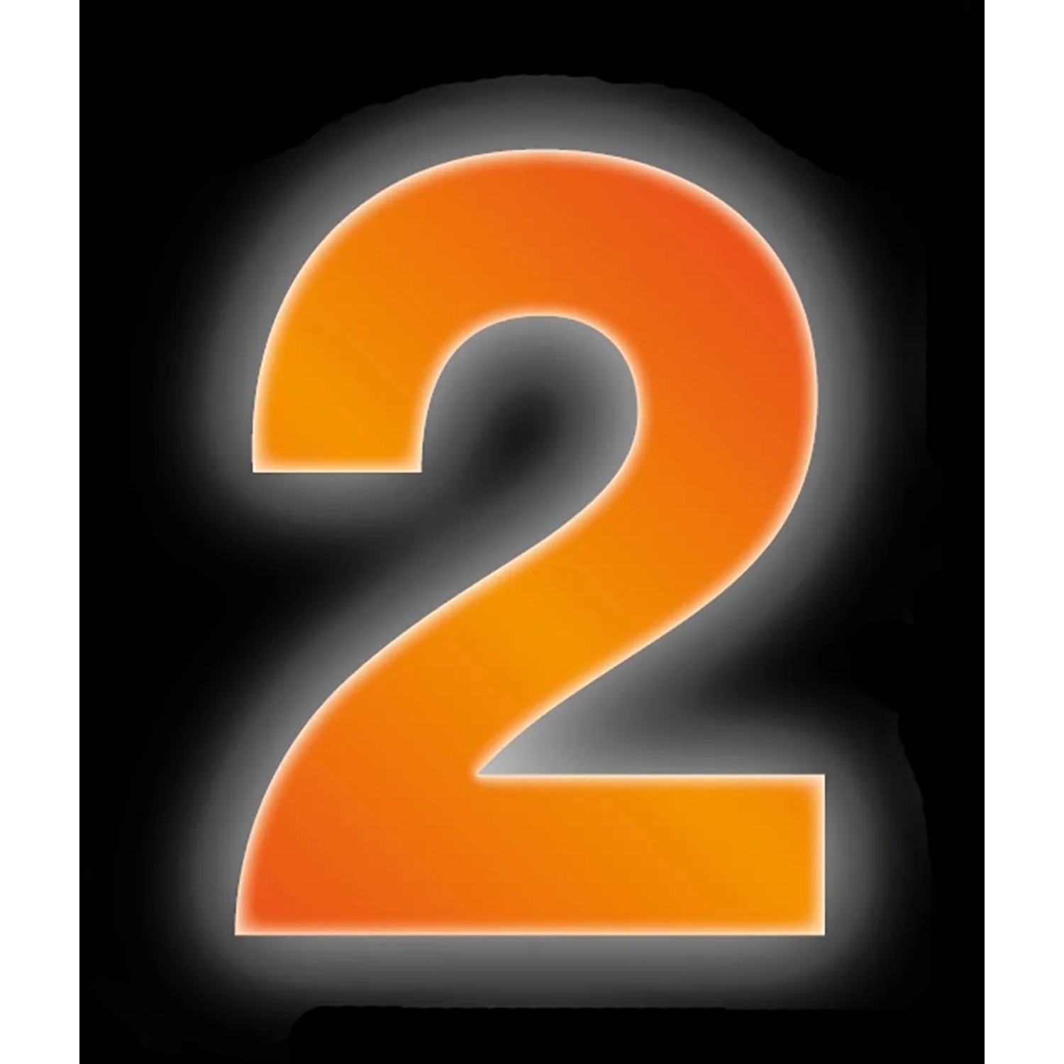 Reflektierende, orange Klebezahl 2, 8 cm hoch, für Hausnummern und Briefkästen.
