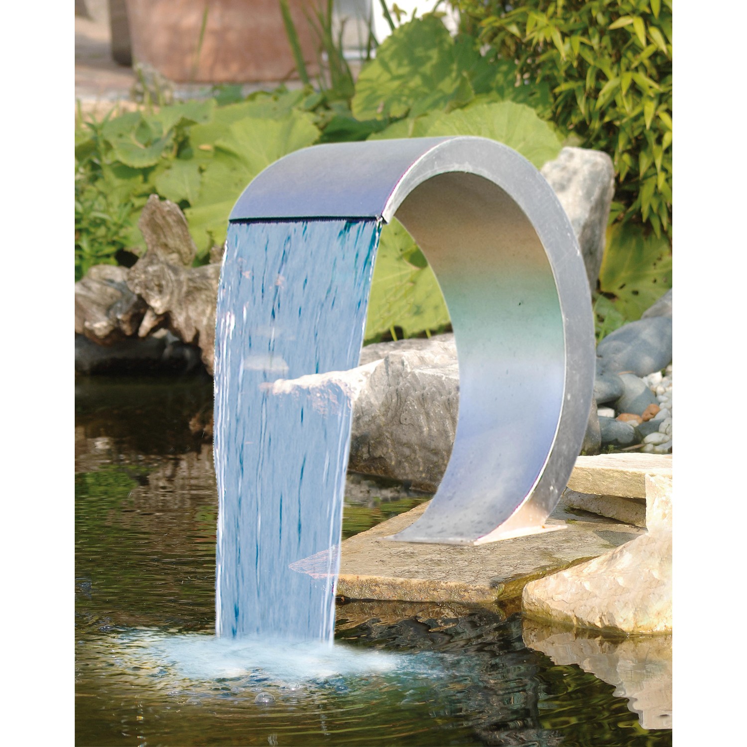 Ubbink Mamba Wasserfall aus Edelstahl im Gartenteich, Teichdeko.