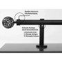 Schwarze Gardinenstange Kugel Ø 25mm. Detail der Inbus-Montage für stabile Befestigung.