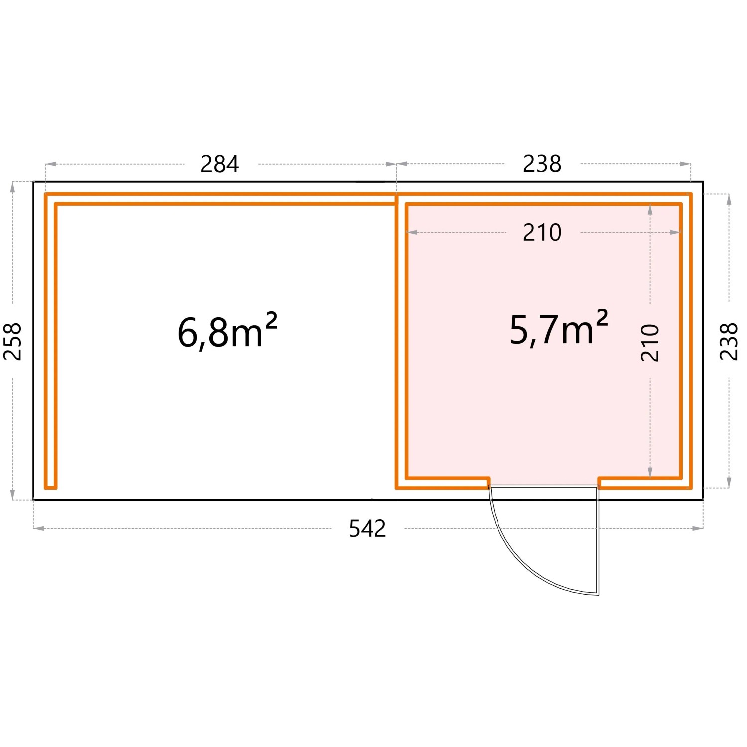 Gerätehaus Classico 2424 mit Lounge S Links 522 cm x 238 cm Hellgrau_10