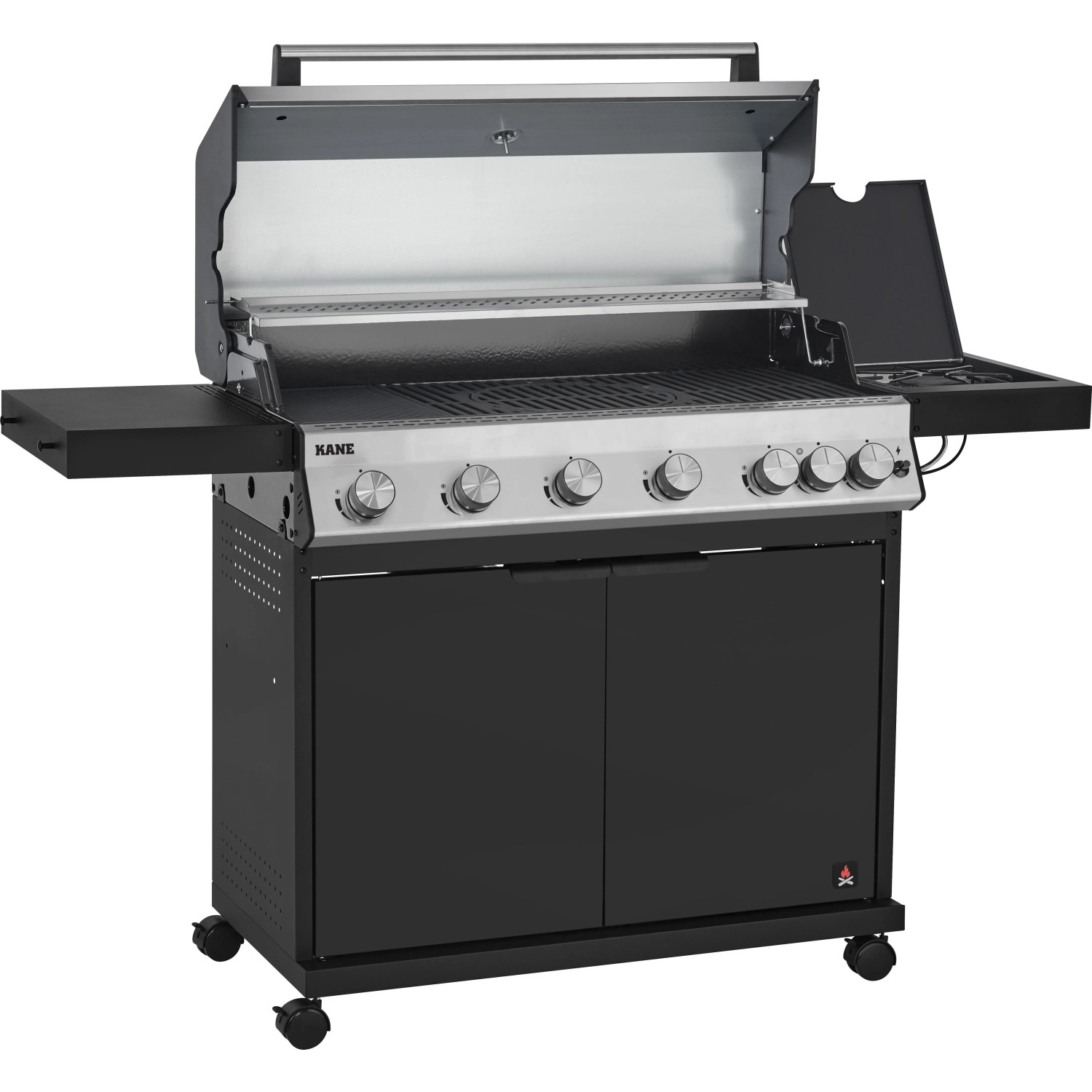 Jamestown Kane 6 Gasgrill mit 6 Brennern, Seitenkocher und Unterschrank.