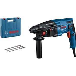 Bosch Professional Bohrhammer GBH 2-21 im Koffer mit Bohrern und Zubehör.