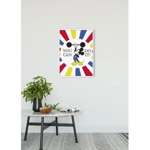 Komar Wandbild: Mickey Mouse beim Gewichtheben, 50x70 cm. Motivierendes Bild für Kinderzimmer.