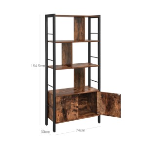 Vasagle Bücherregal mit 4 Ebenen, braun-schwarz, mit offenem und geschlossenem Stauraum.