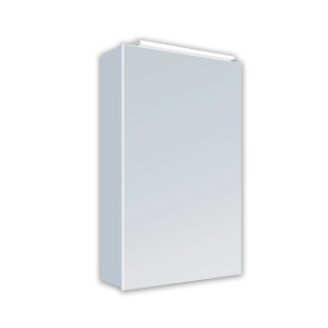 DSK Spiegelschrank Aluminio Vegas, Alufarben, 40 cm breit. Badezimmerschrank mit Kranzbeleuchtung.