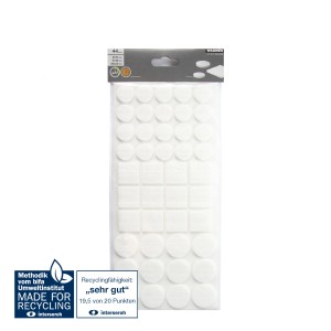 Wagner Filzgleiter Set, 44-teilig, selbstklebend, weiß, rund und eckig für Möbel.