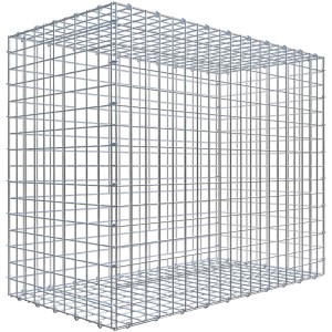 Leere Gabiona C-Ring-Gabione, 80x100x50 cm, Maschenweite 5x5 cm, aus verzinktem Drahtgitter.