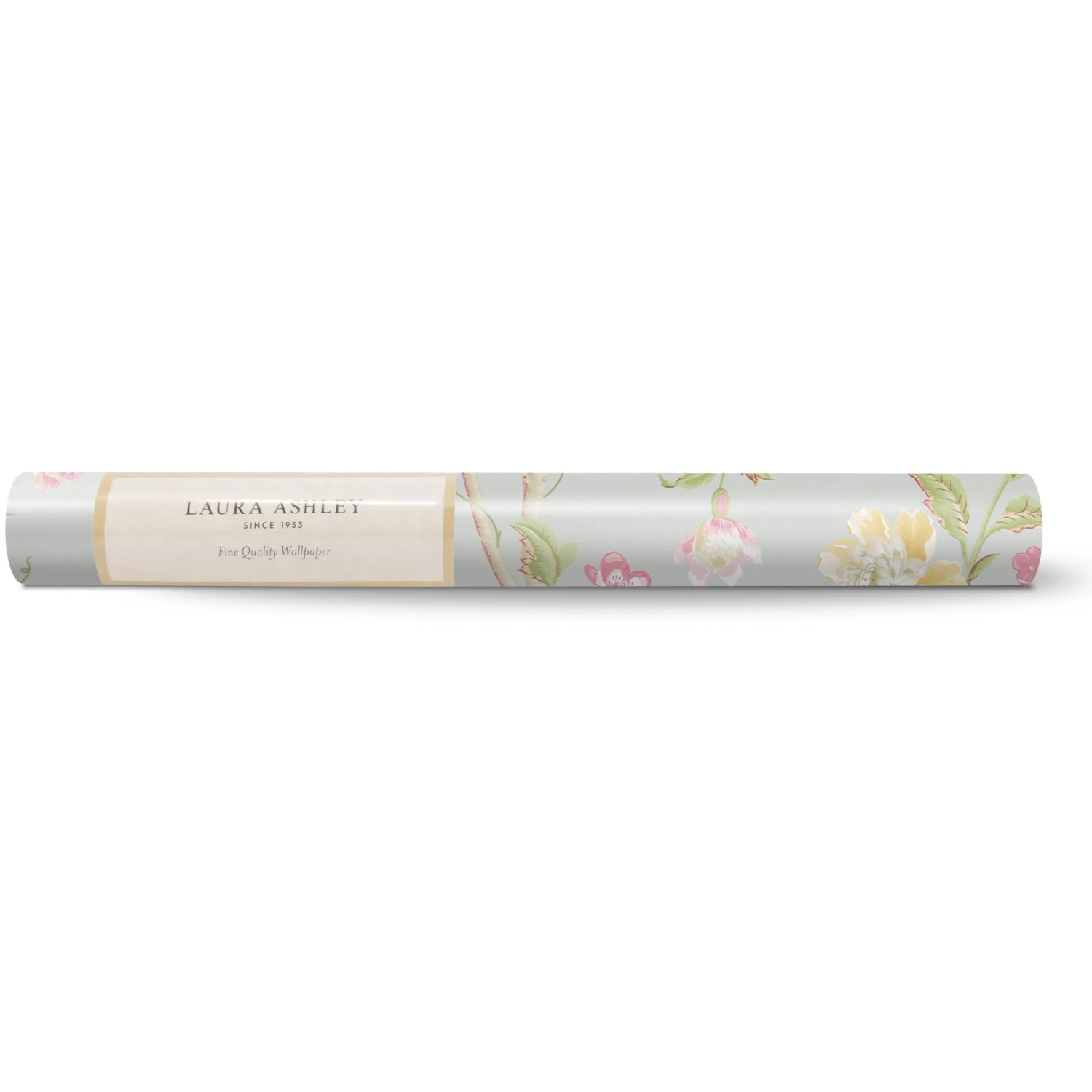 Laura Ashley Vliestapete Summer Palace Duck Egg, Rolle mit floralem Muster.