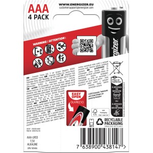 Energizer Max AAA Alkaline Batterien, 4er-Pack. Micro-Batterien für diverse Geräte.