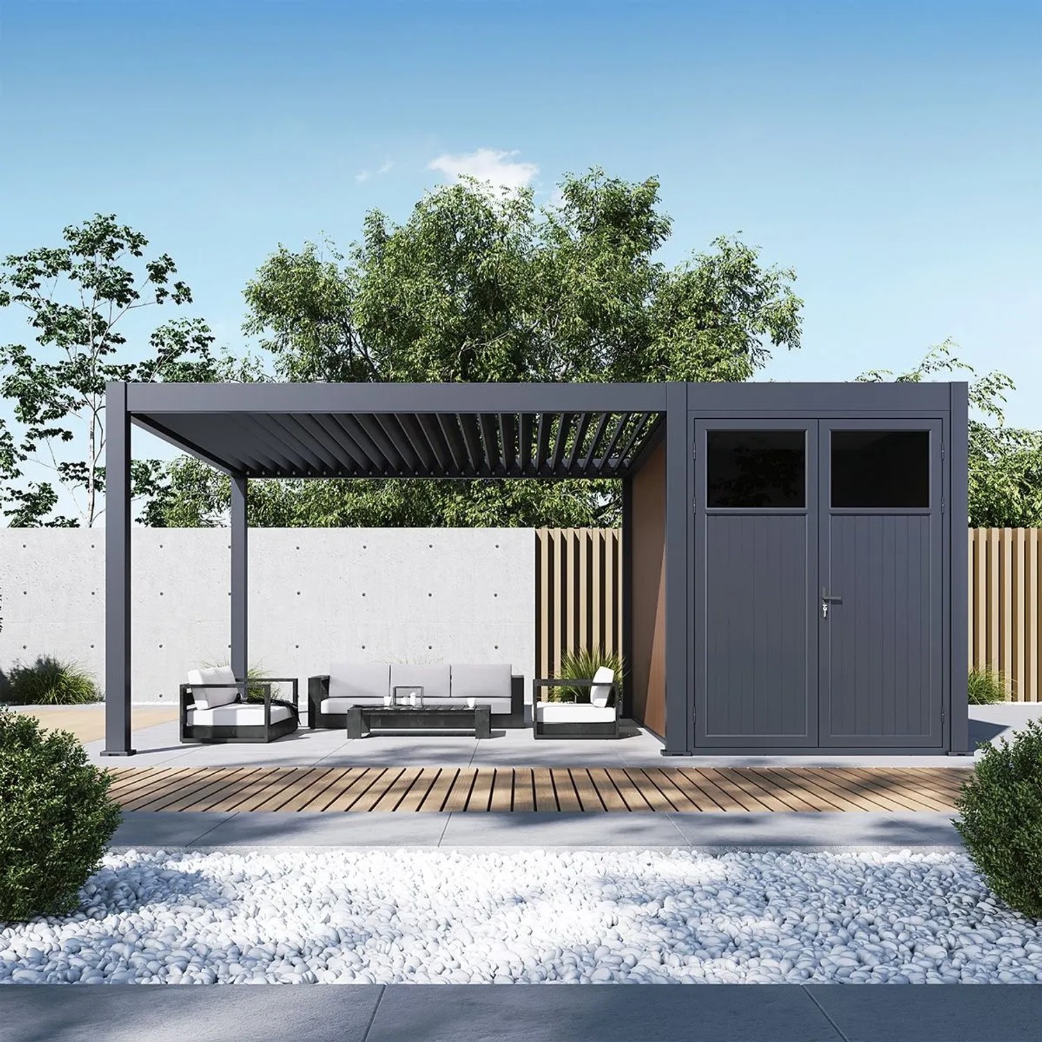 Weide Aluminium Wpc Anbau-Gartenhaus 4.0 X 2.0 Meter Anthrazit/Teak kaufen bei OBI