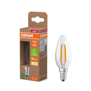 Osram LED-Lampe E14 in Kerzenform, 2,2W, warmweiß. Energiesparende LED für dekorative Beleuchtung.