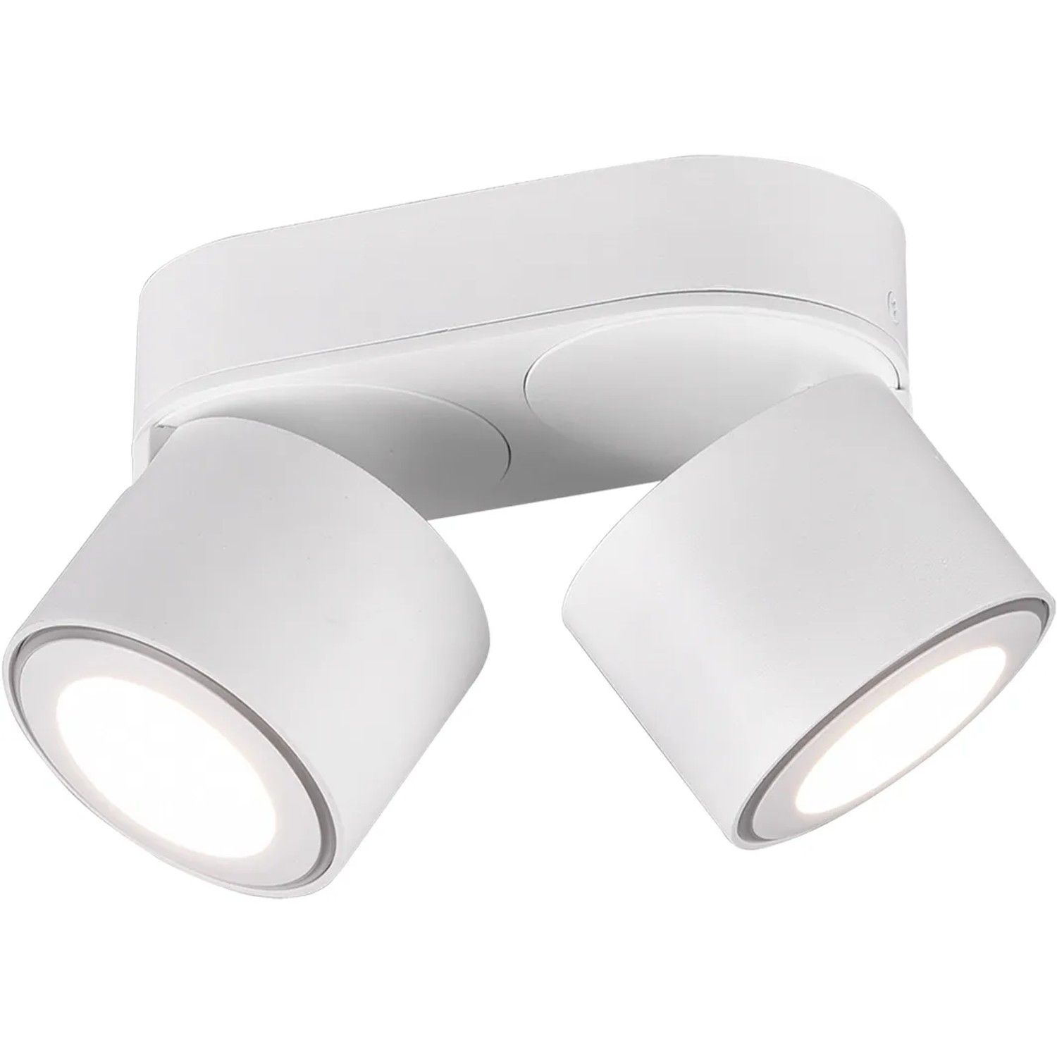 Weißer Trio LED Einbaustrahler/Aufbauspot Taurus mit zwei schwenkbaren Spots.