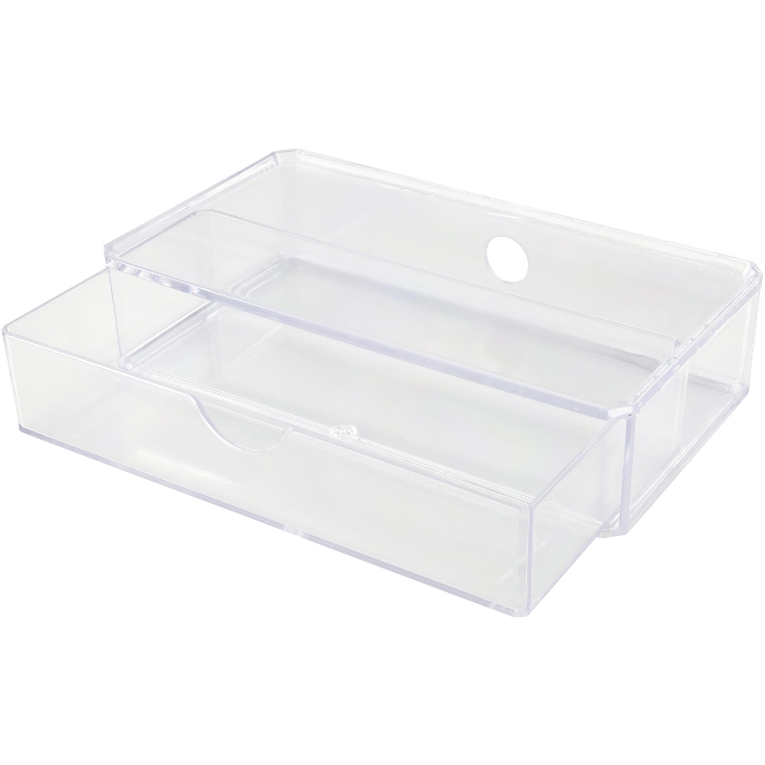 Fackelmann Minischub-Organizer aus transparentem Kunststoff für Badmöbel-Zubehör.