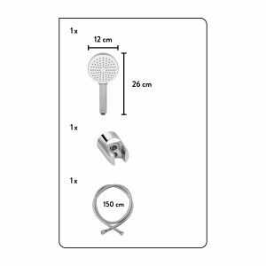 baliv Wannenbrause-Set, verchromt: Handbrause, Brauseschlauch und Wandhalterung im Set.