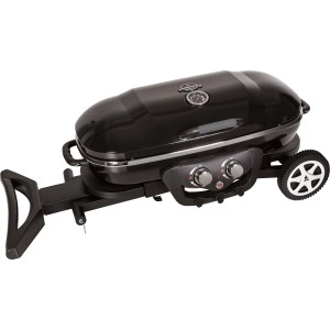 Schwarzer Jamestown 2-Brenner Gasgrill Myles mit emailliertem Grillrost und Piezo-Zündung.