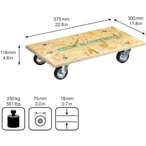 Wagner Transporthilfe 1140 mit OSB-Platte, 250 kg Tragkraft und 4 Rollen. Ideal für Möbeltransporte.